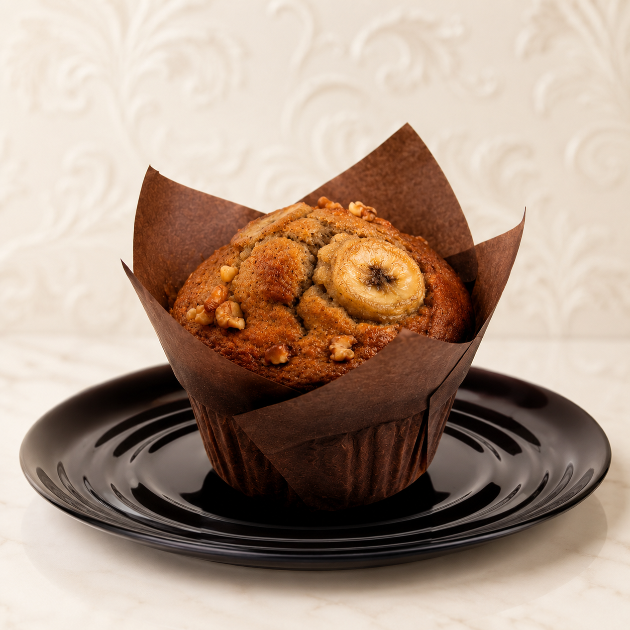 Banana Walnut Choco Muffins
