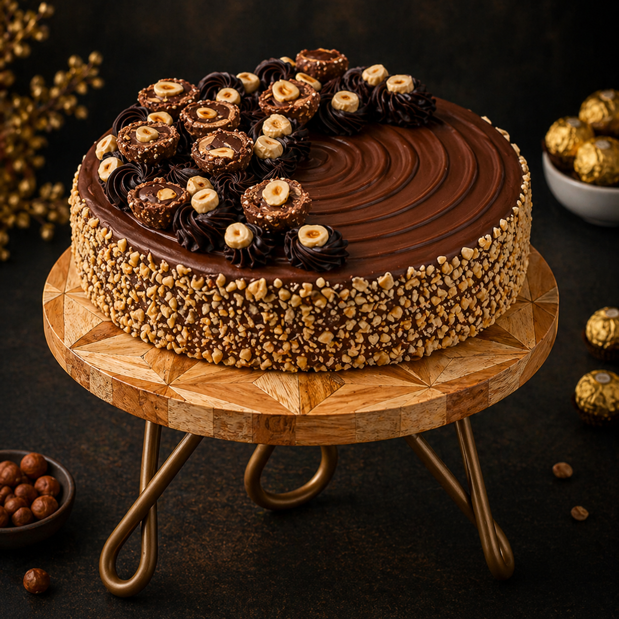 Golden Ferrero Hazelnut Cake