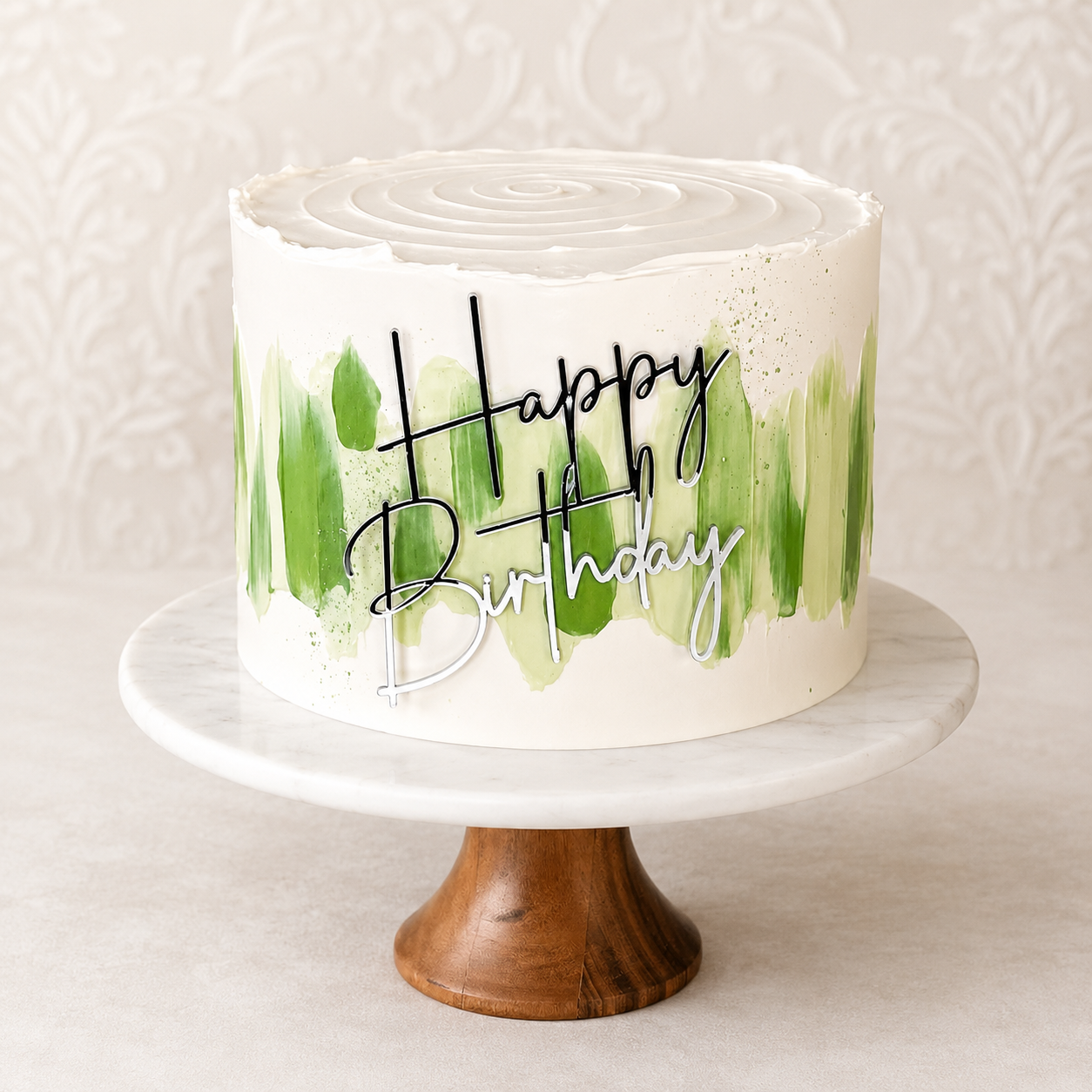 Sage Brushstroke Birthday Cake